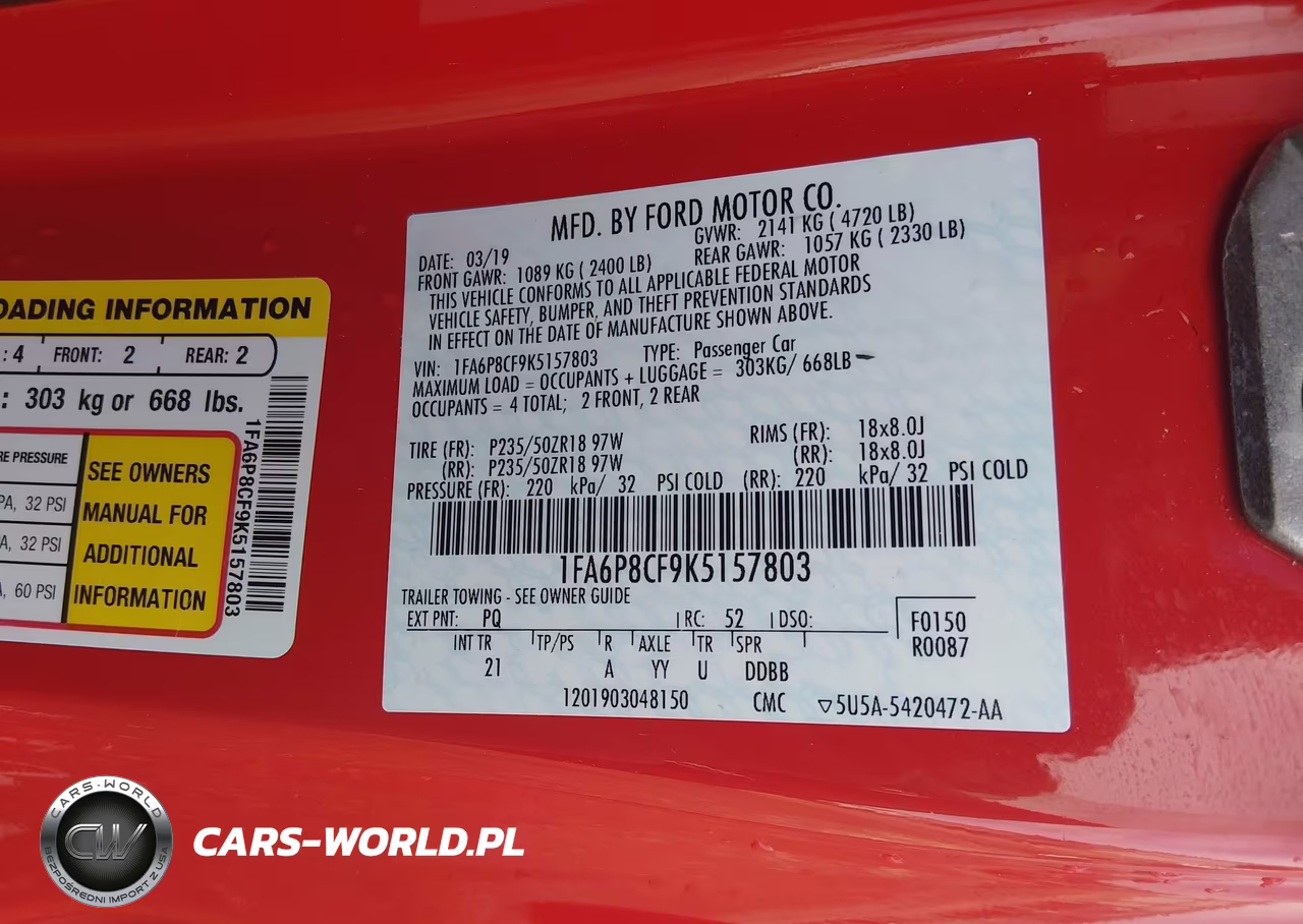 2019 Ford Mustang Gt VIN:1FA6P8CF9K5157803 - 9