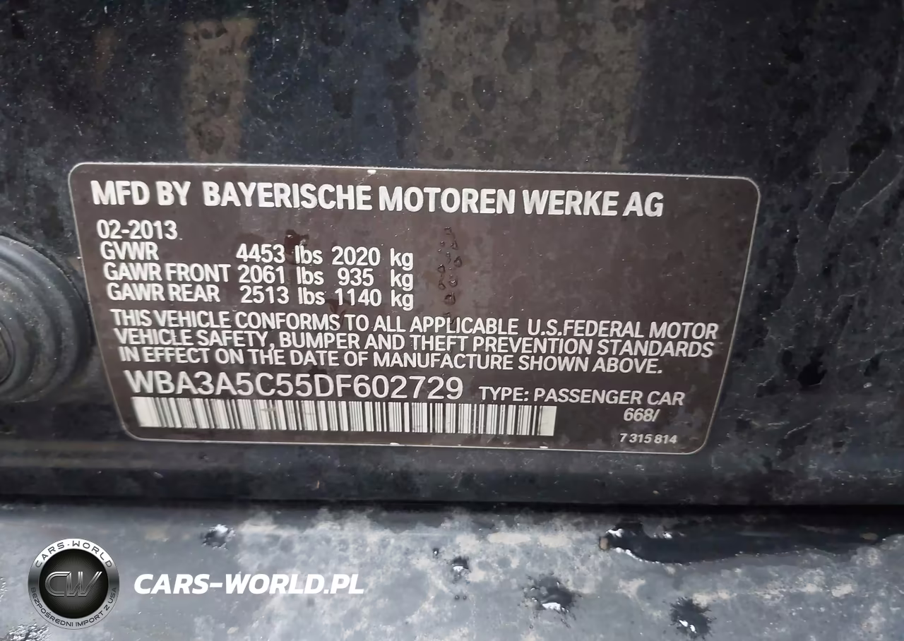 2013 BMW 328I VIN:WBA3A5C55DF602729 - 9