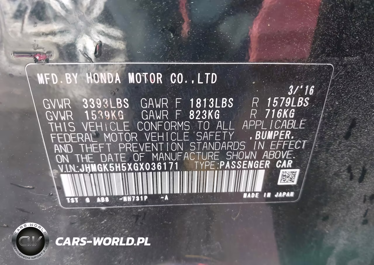 2016 Honda Fit Lx VIN:JHMGK5H5XGX036171 - 9