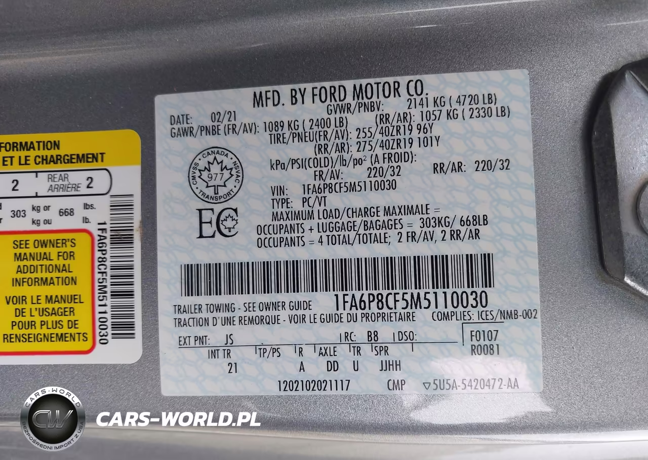 2021 Ford Mustang Gt VIN:1FA6P8CF5M5110030 - 9