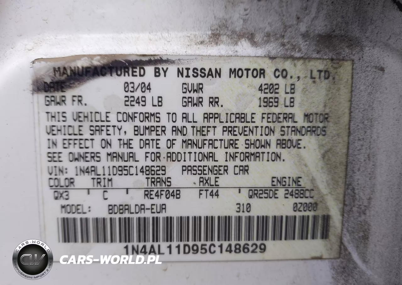 2005 Nissan Altima 2.5 S VIN:1N4AL11D95C148629 - 9