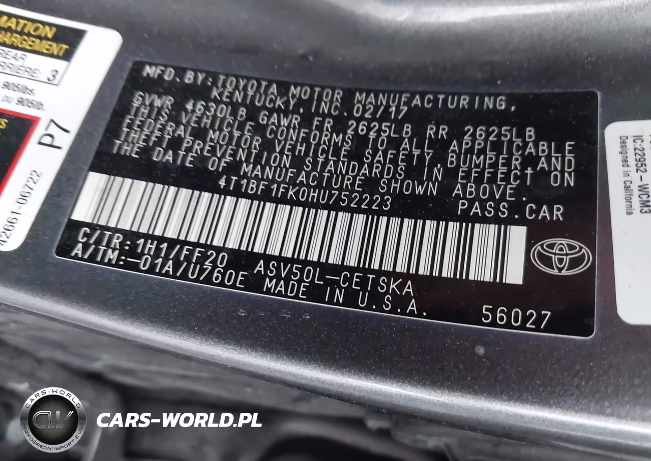 2017 Toyota Camry Se VIN:4T1BF1FK0HU752223 - 9