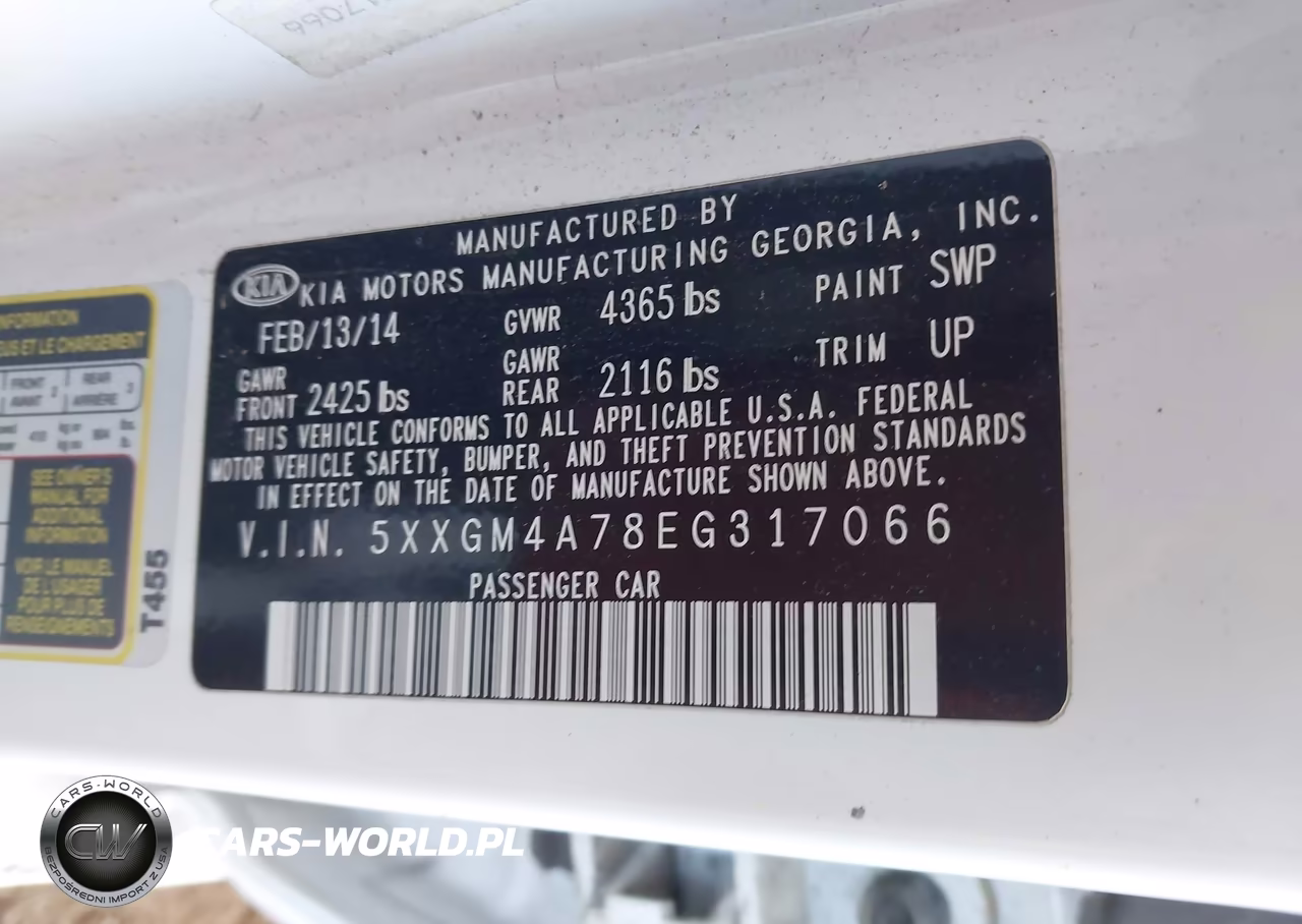 2014 Kia Optima Lx VIN:5XXGM4A78EG317066 - 9