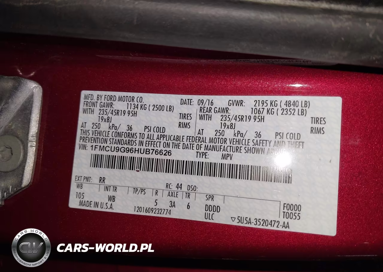 2017 Ford Escape Se VIN:1FMCU9G96HUB76626 - 9