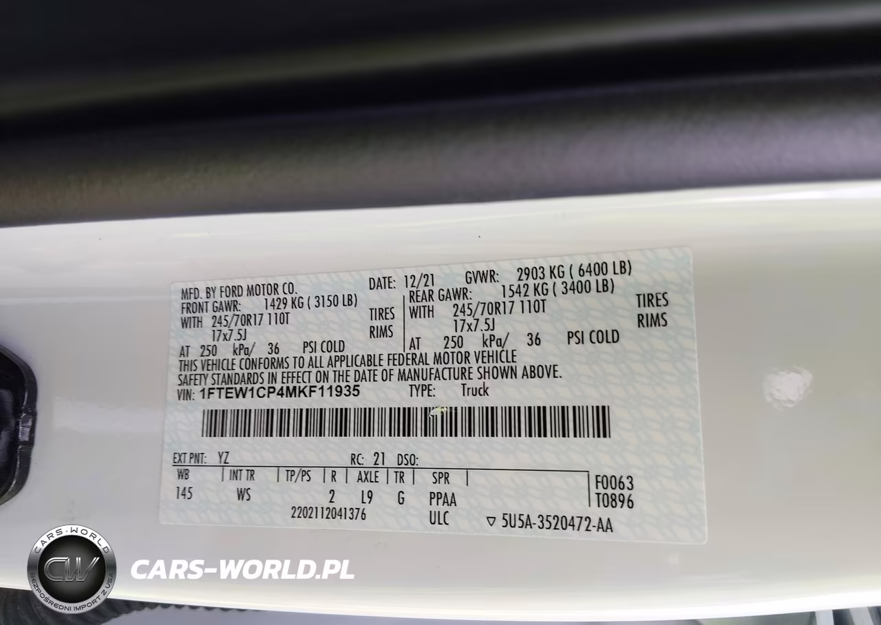 2021 Ford F-150 Xl VIN:1FTEW1CP4MKF11935 - 9