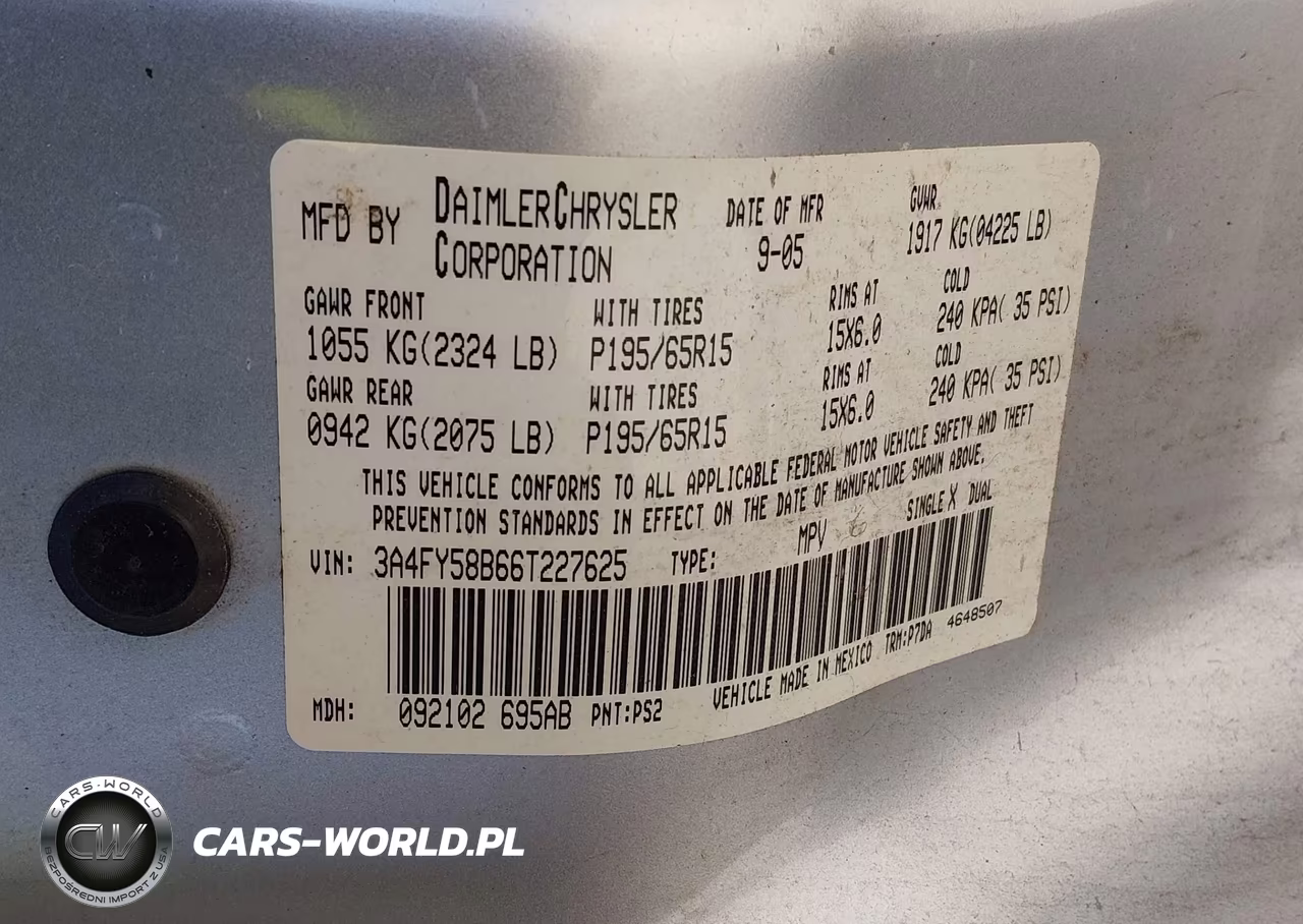 2006 Chrysler Pt Cruiser Touring VIN:3A4FY58B66T227625 - 9