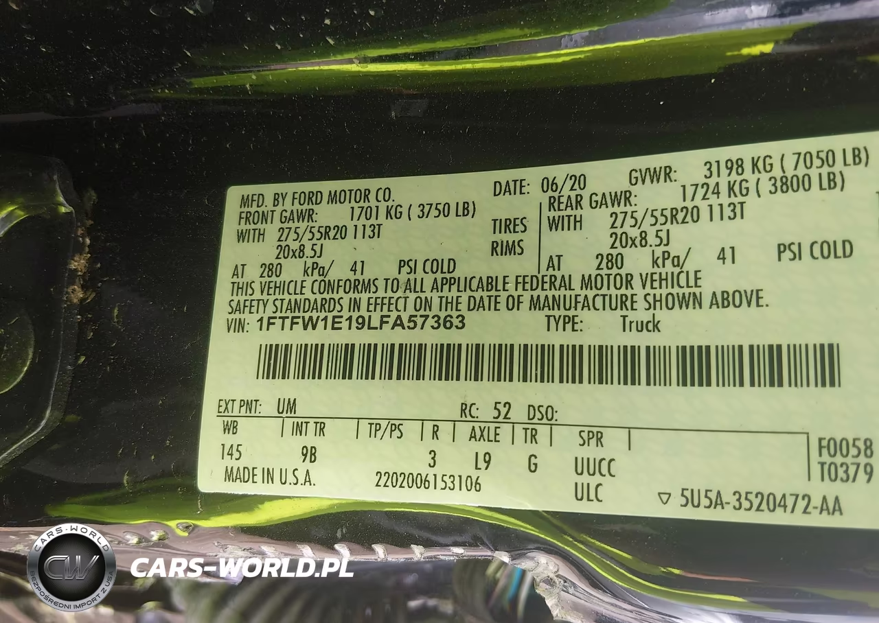 2020 Ford F-150 Platinum VIN:1FTFW1E19LFA57363 - 9