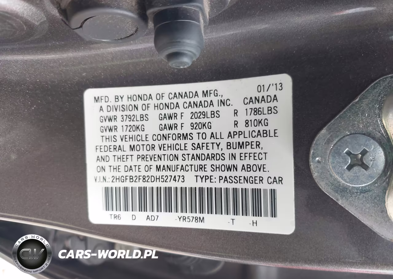 2013 Honda Civic Ex VIN:2HGFB2F82DH527473 - 9