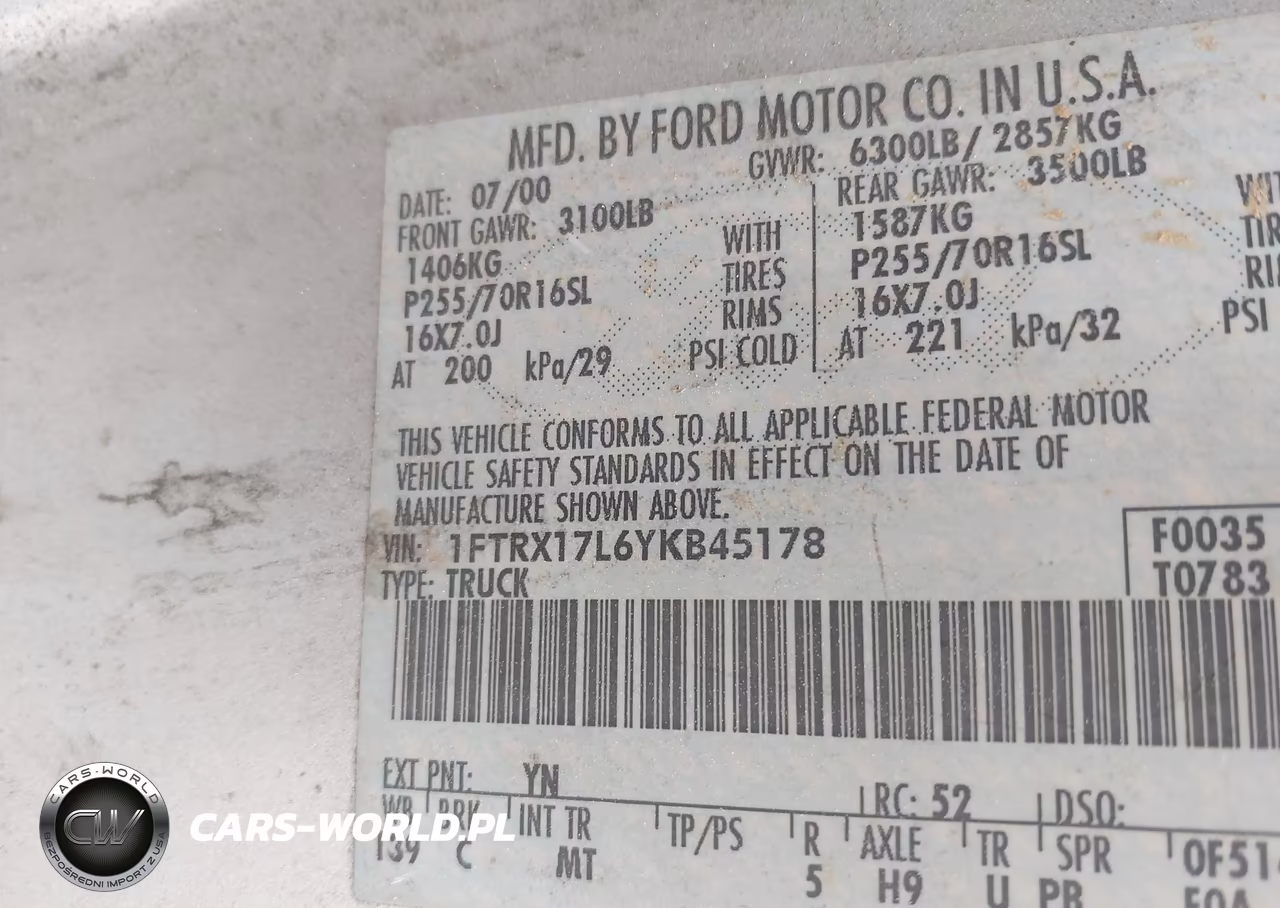 2000 Ford F-150 Lariat-Work Series-Xl-Xlt VIN:1FTRX17L6YKB45178 - 9