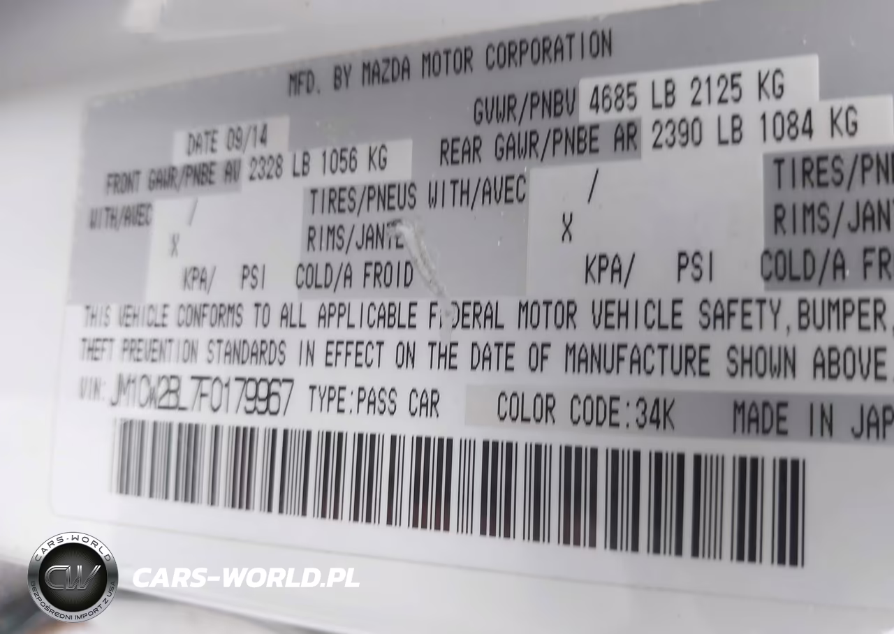 2015 Mazda Mazda5 Sport VIN:JM1CW2BL7F0179967 - 9