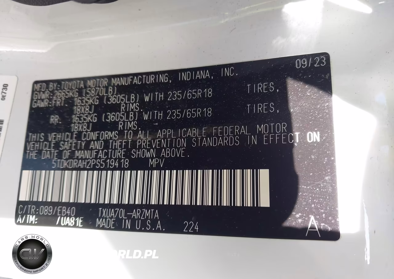 2023 Toyota Highlander Xle VIN:5TDKDRAH2PS519418 - 9
