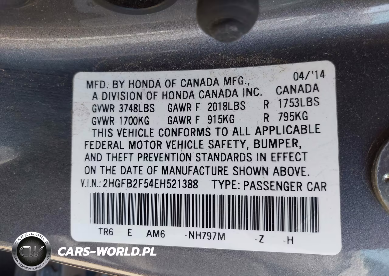 2014 Honda Civic Lx VIN:2HGFB2F54EH521388 - 9