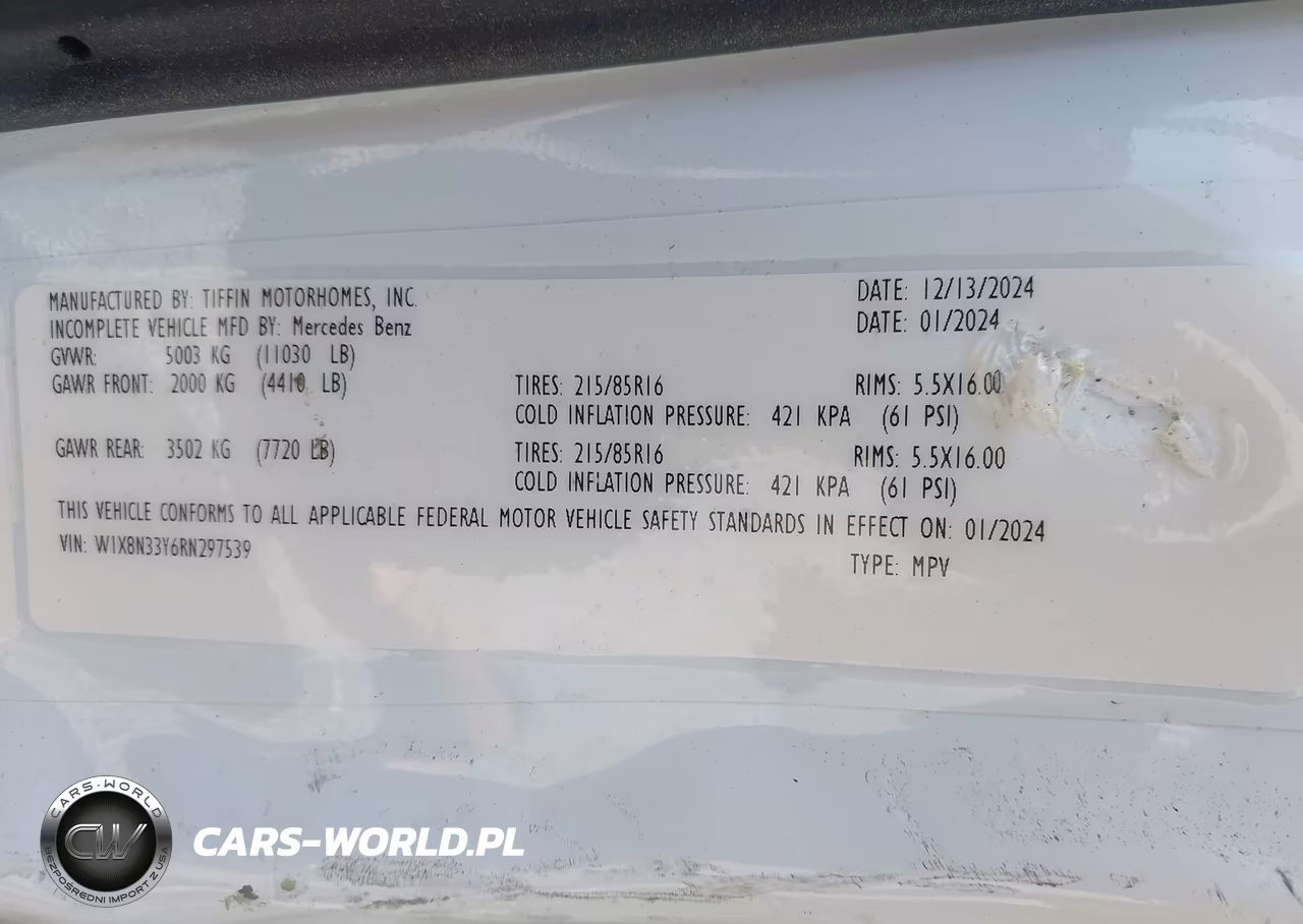 2024 Mercedes-Benz Sprinter 3500Xd Standard Roof 4-Cyl Diesel Ho VIN:W1X8N33Y6RN297539 - 9
