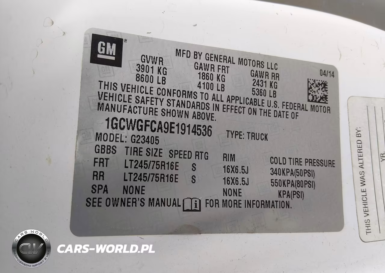 2014 Chevrolet Express 2500 Work Van VIN:1GCWGFCA9E1914536 - 9