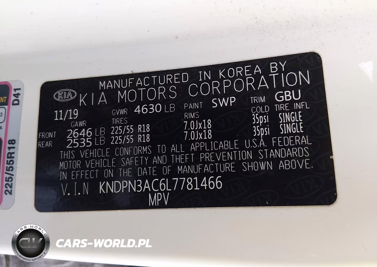 2020 Kia Sportage Ex VIN:KNDPN3AC6L7781466 - 9