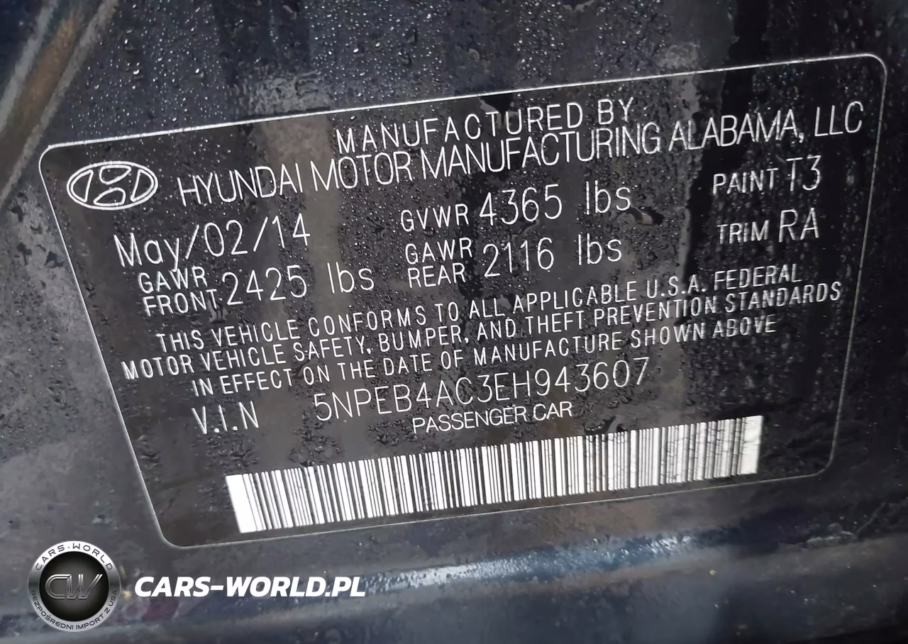 2014 Hyundai Sonata Gls VIN:5NPEB4AC3EH943607 - 9