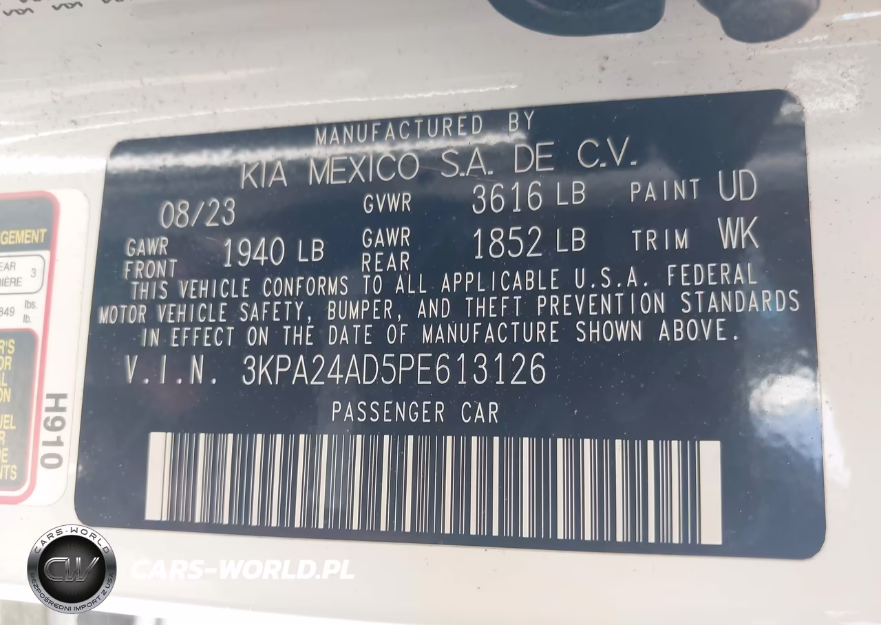 2023 Kia Rio S VIN:3KPA24AD5PE613126 - 9