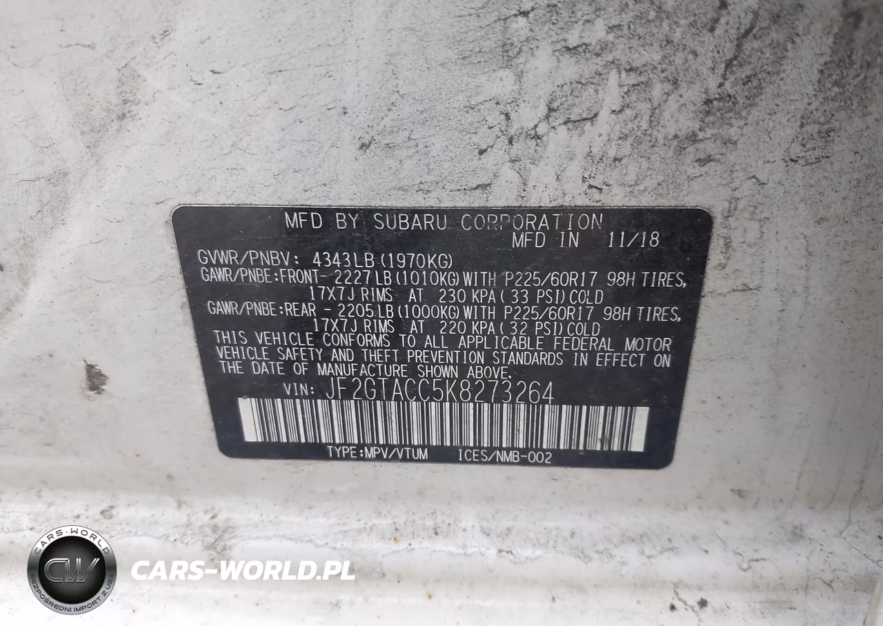 2019 Subaru Crosstrek 2.0I Premium VIN:JF2GTACC5K8273264 - 9