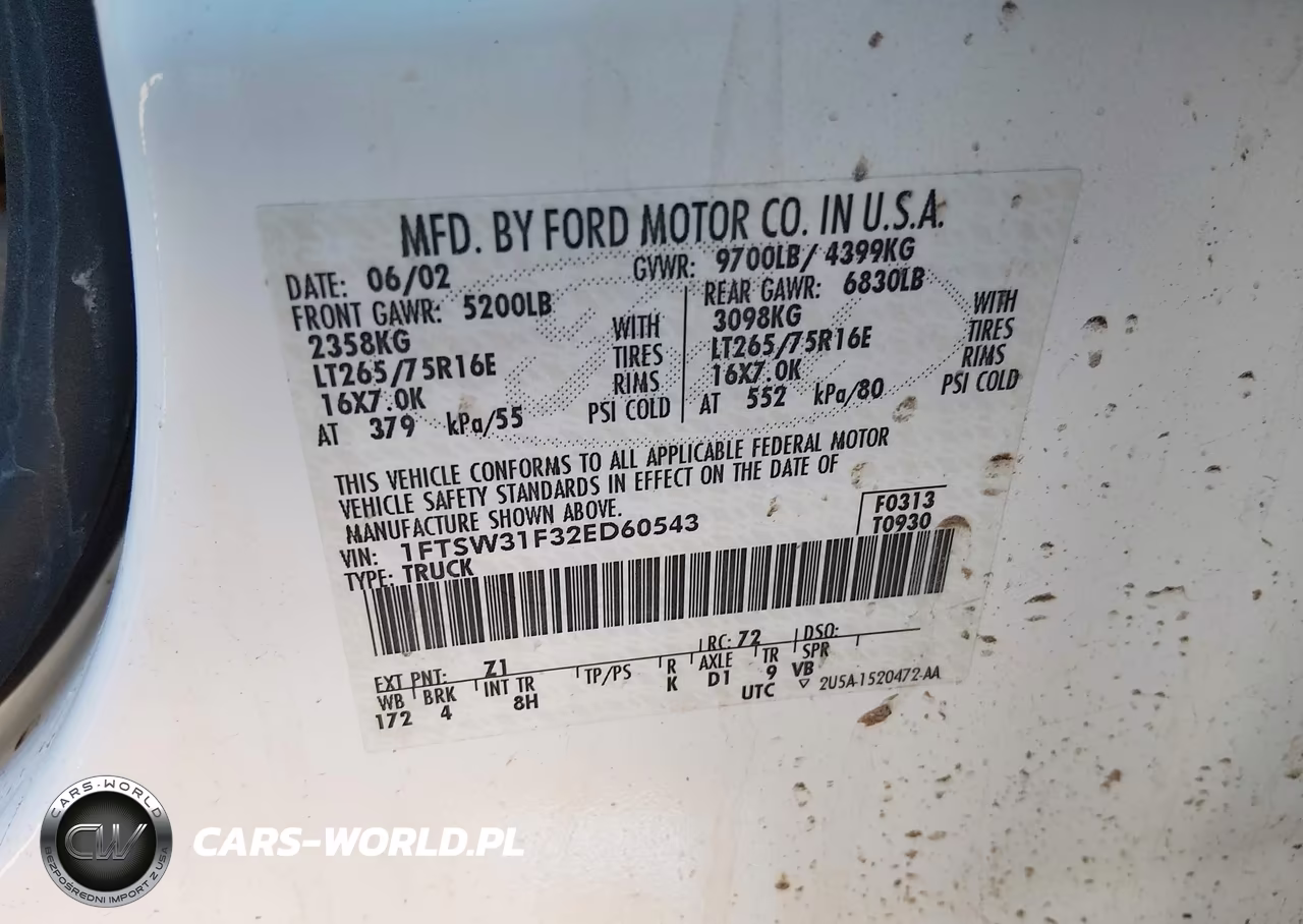 2002 Ford F-350 Lariat-Xl-Xlt VIN:1FTSW31F32ED60543 - 9