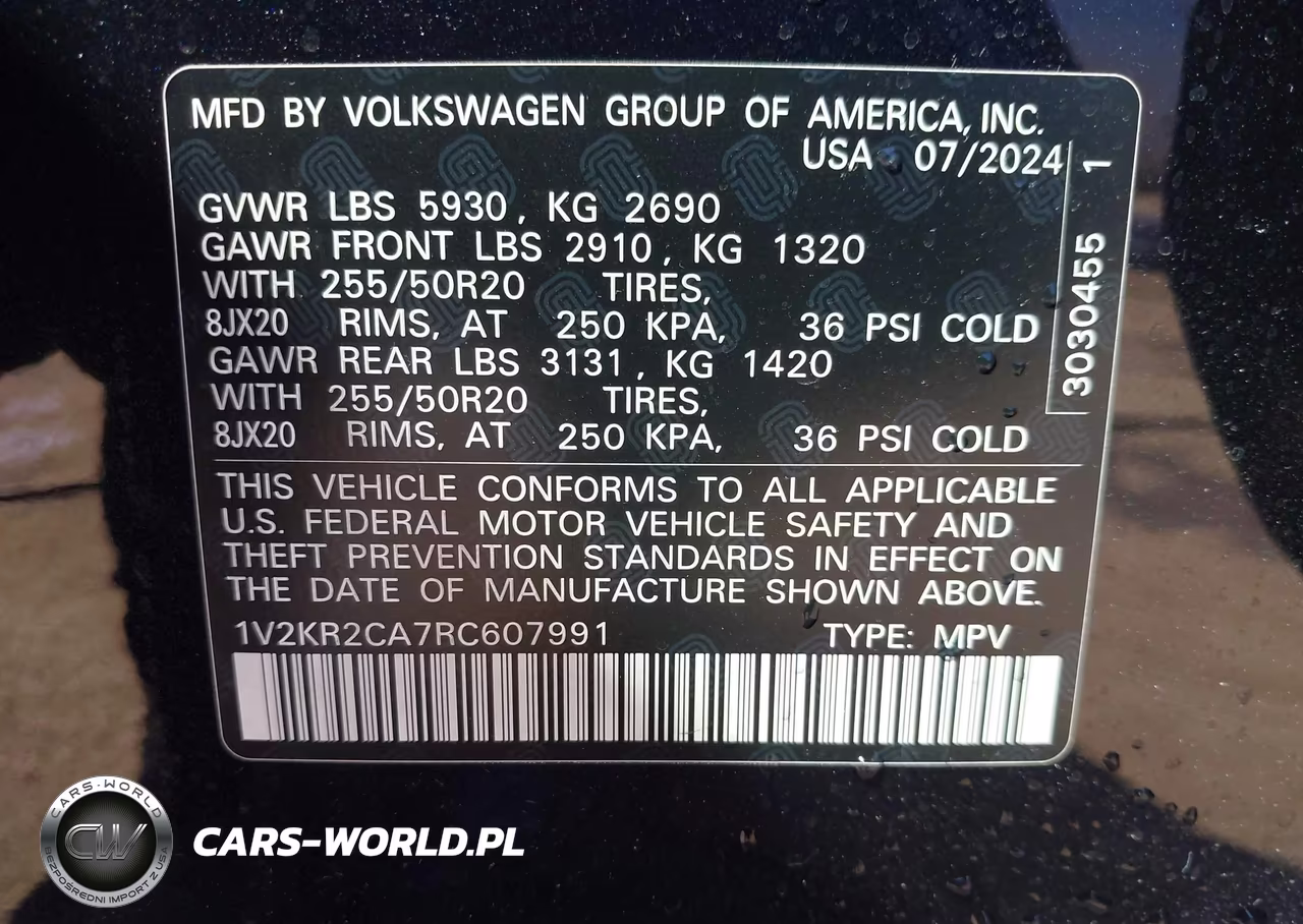 2024 Volkswagen Atlas 2.0T Se W-Technology VIN:1V2KR2CA7RC607991 - 9