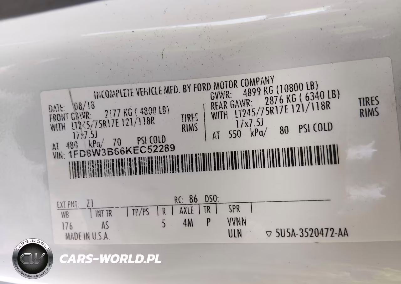 2019 Ford F-350 Xl VIN:1FD8W3B66KEC52289 - 8