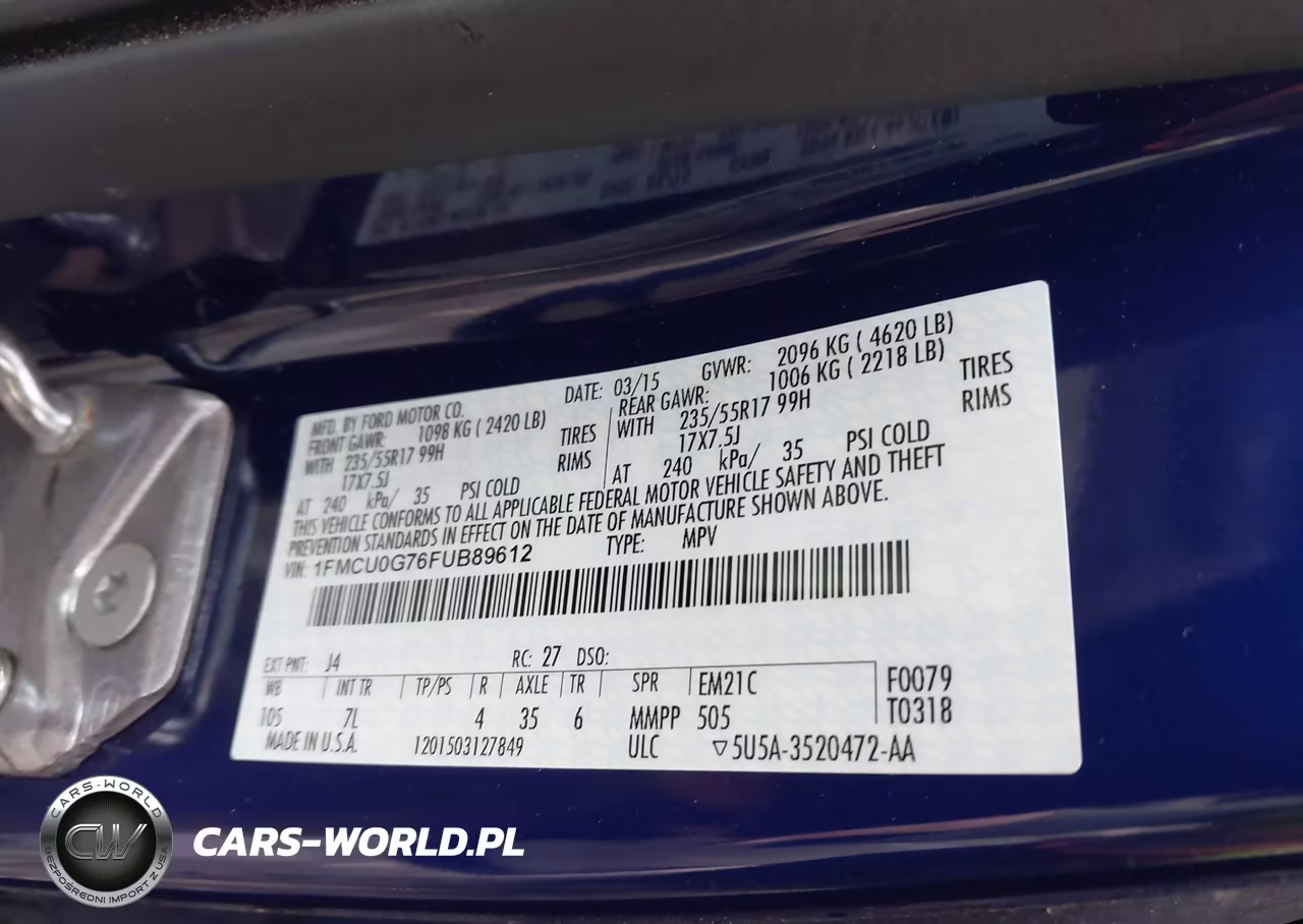 2015 Ford Escape Se VIN:1FMCU0G76FUB89612 - 9