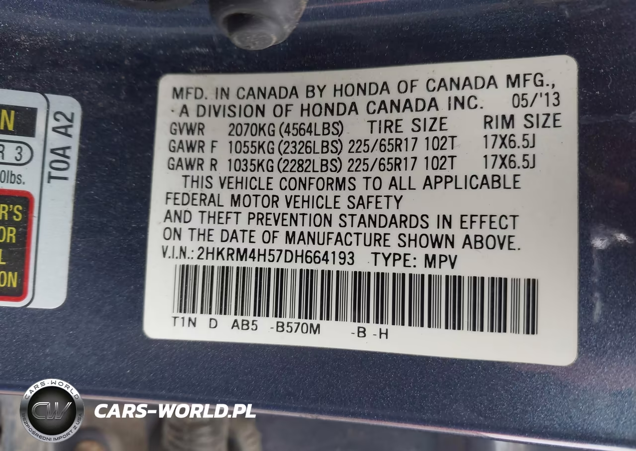 2013 Honda Cr-V Ex VIN:2HKRM4H57DH664193 - 9