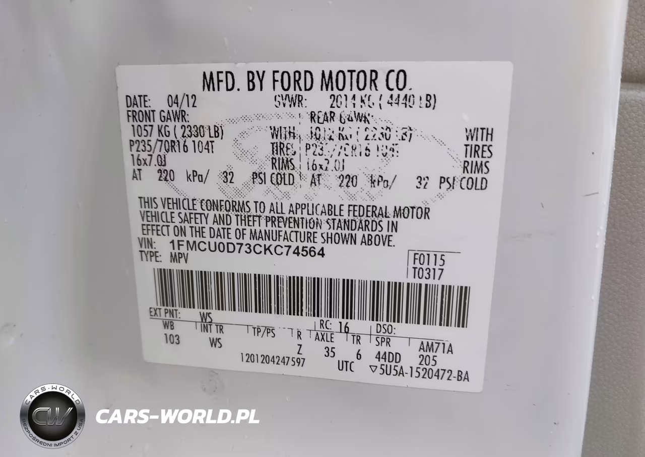 2012 Ford Escape Xlt VIN:1FMCU0D73CKC74564 - 9