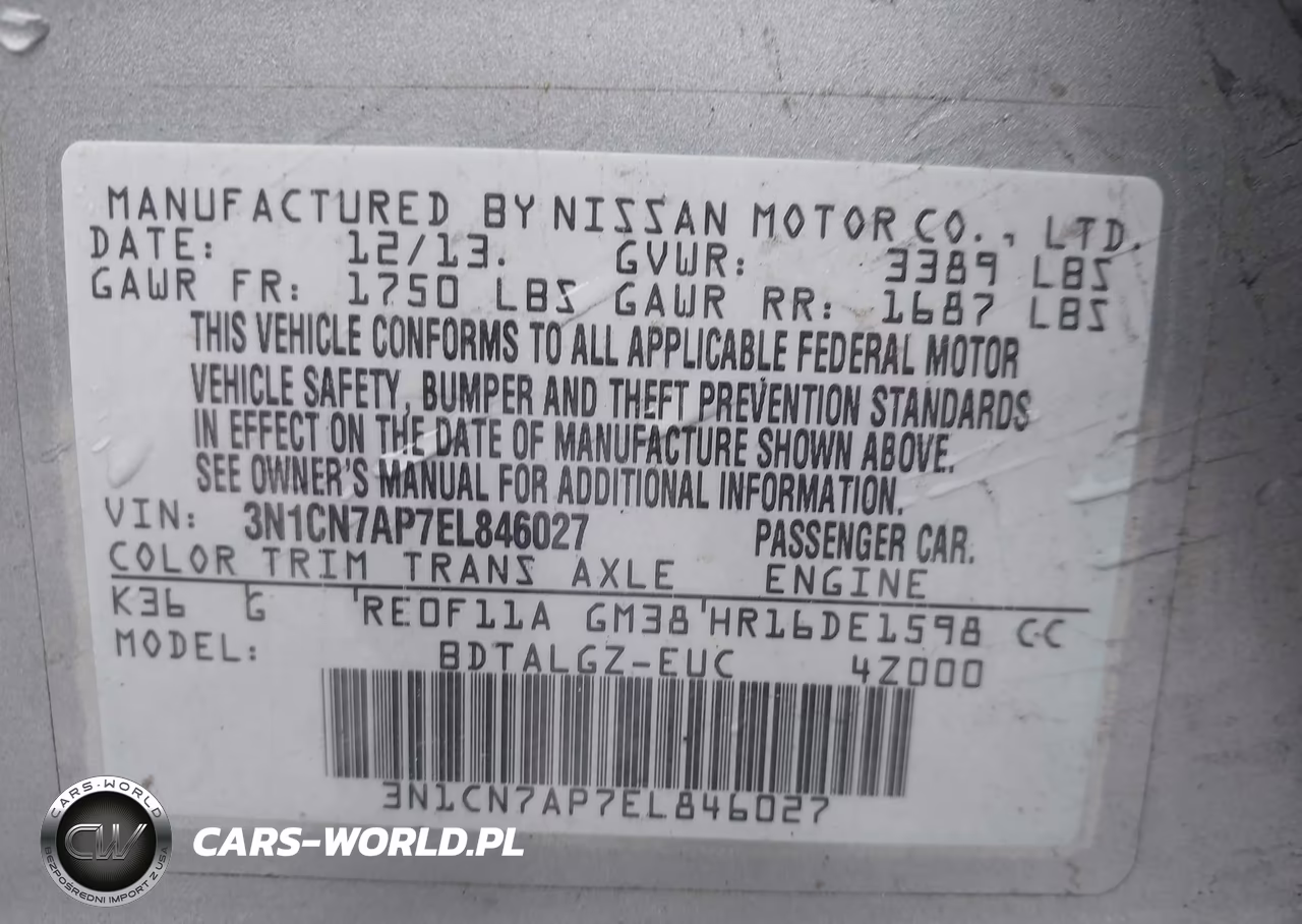 2014 Nissan Versa 1.6 Sl VIN:3N1CN7AP7EL846027 - 9