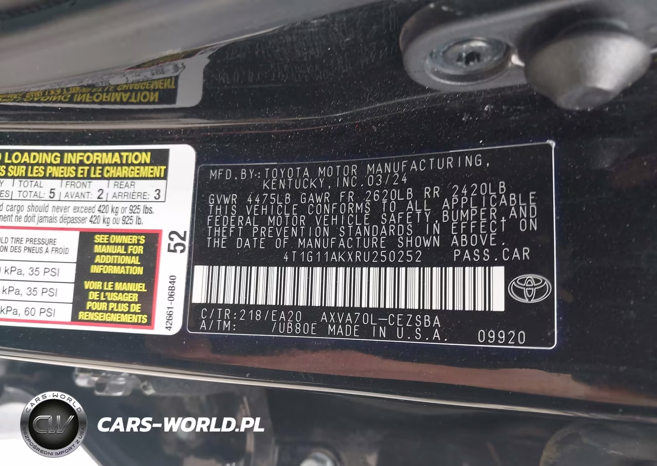 2024 Toyota Camry Se VIN:4T1G11AKXRU250252 - 9