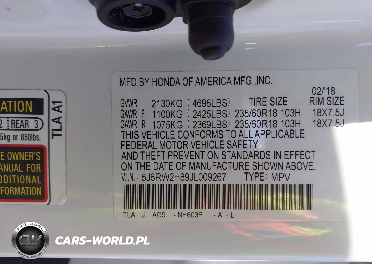 2018 Honda Cr-V Ex-L-Ex-L Navi VIN:5J6RW2H89JL009267 - 9