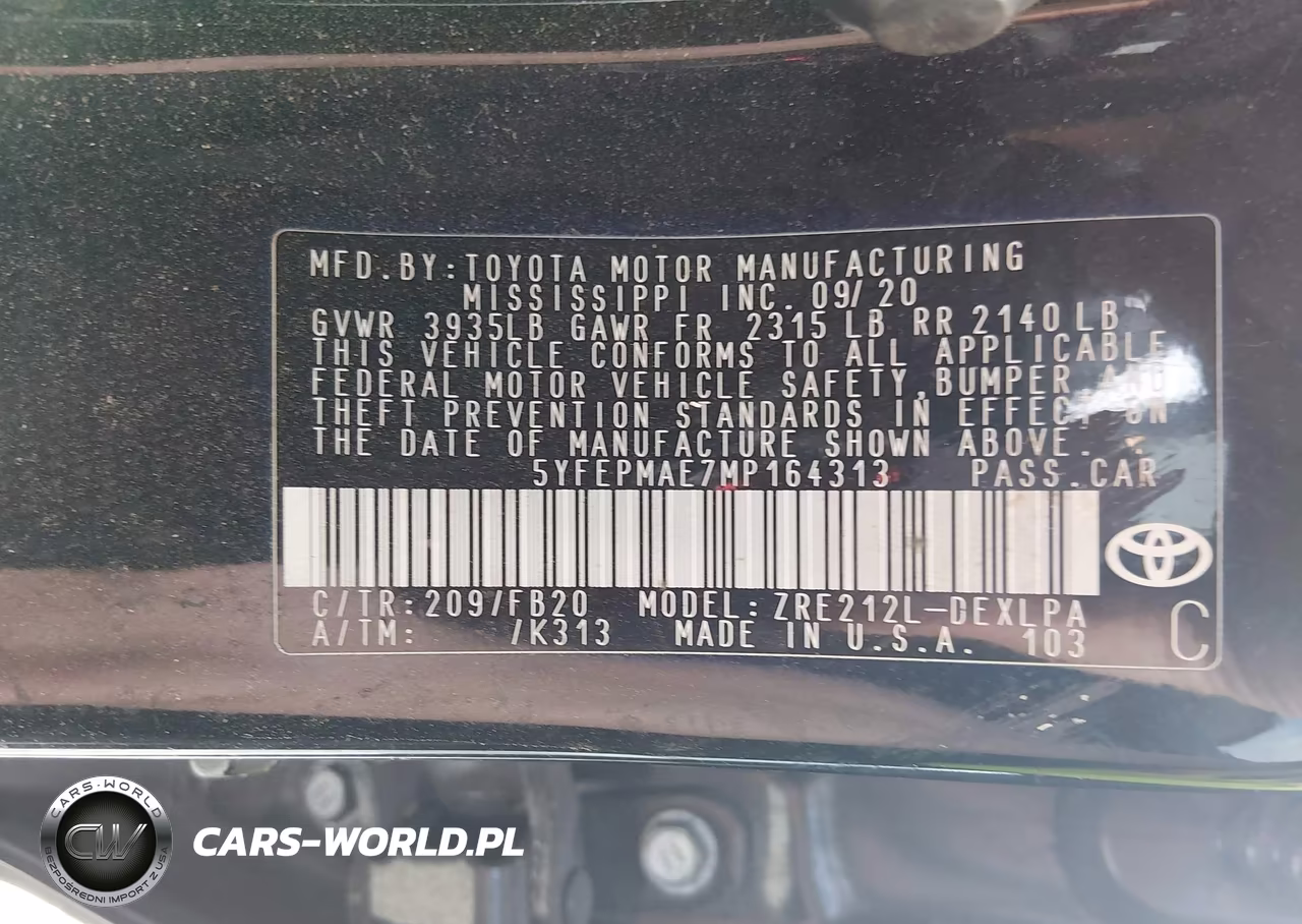 2021 Toyota Corolla Le VIN:5YFEPMAE7MP164313 - 9