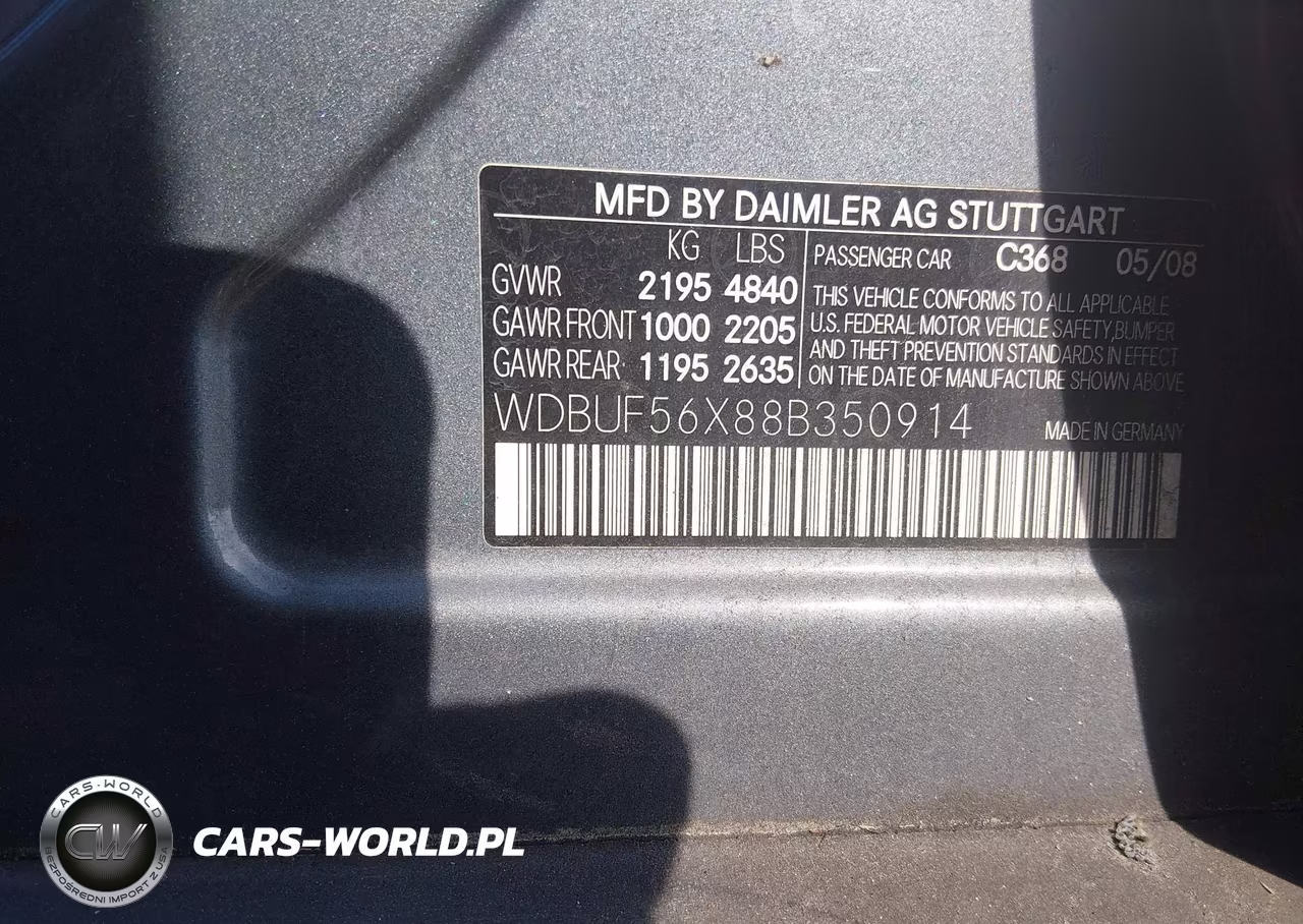 2008 Mercedes-Benz E 350 VIN:WDBUF56X88B350914 - 9