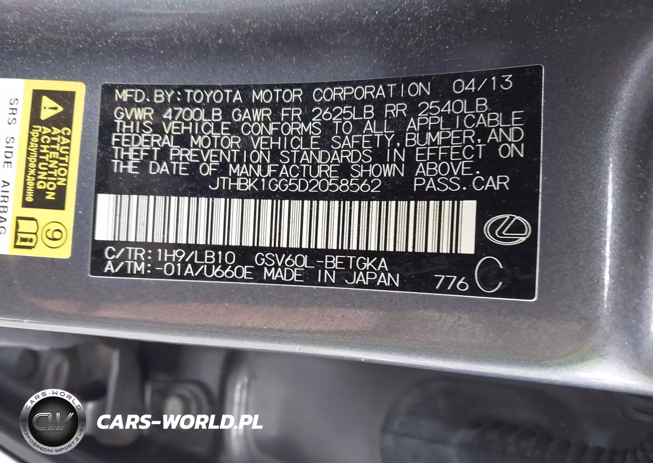 2013 Lexus Es 350 VIN:JTHBK1GG5D2058562 - 9