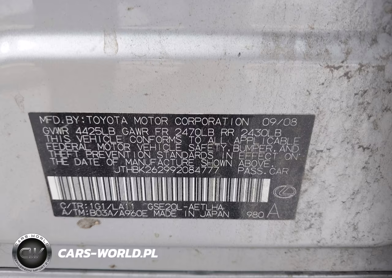 2009 Lexus Is 250 VIN:JTHBK262992084777 - 9