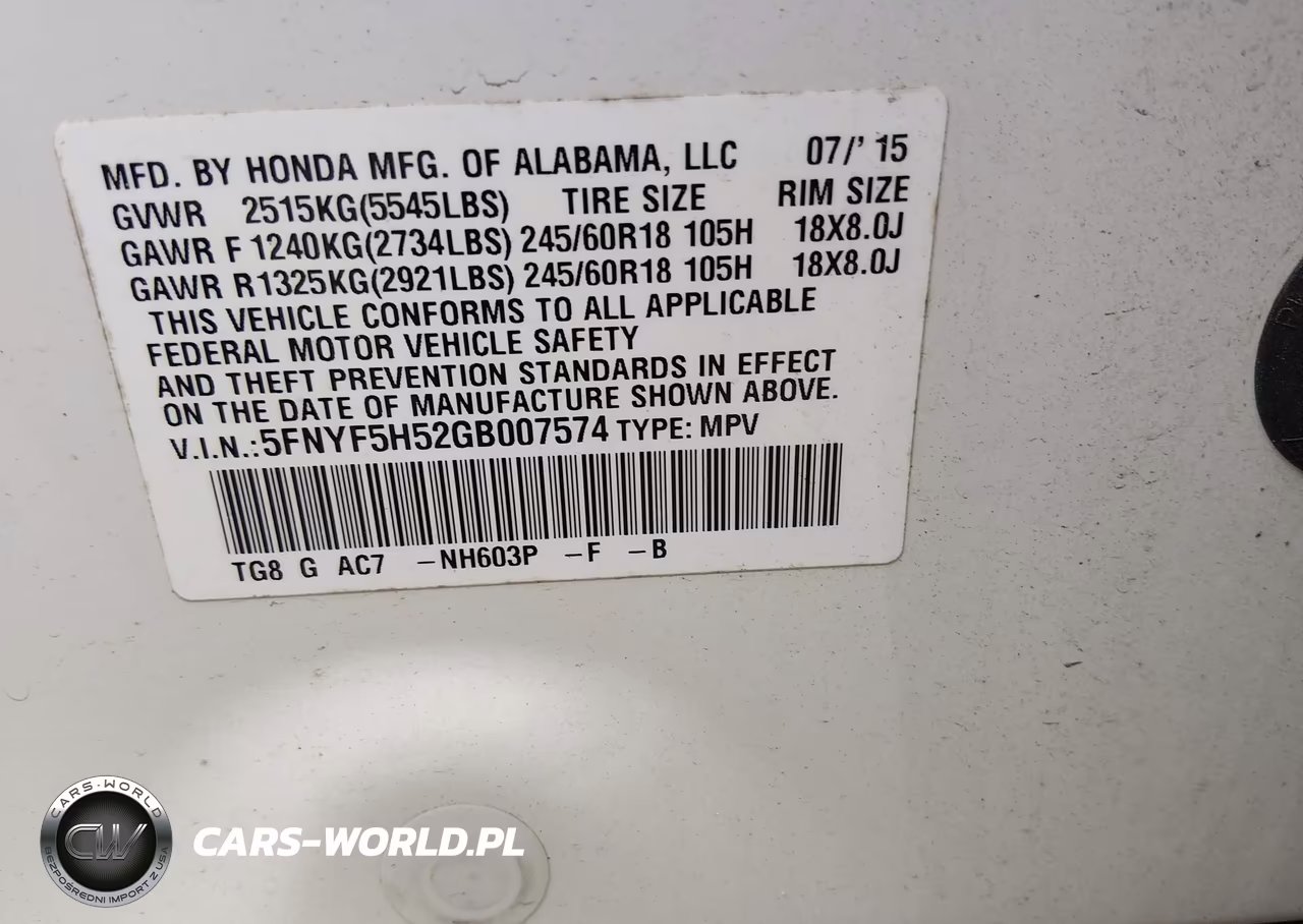 2016 Honda Pilot Ex-L VIN:5FNYF5H52GB007574 - 9