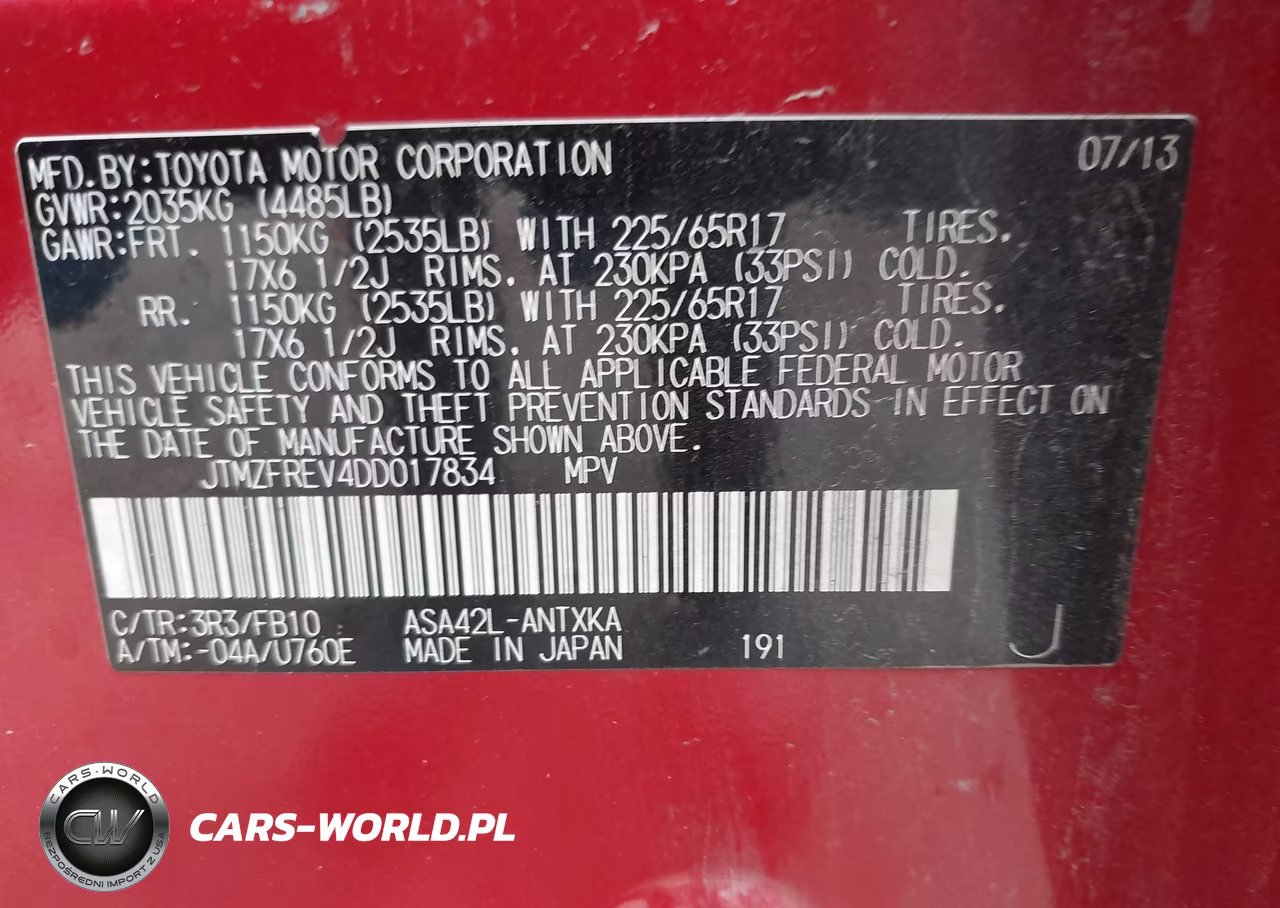 2013 Toyota Rav4 Le VIN:JTMZFREV4DD017834 - 9