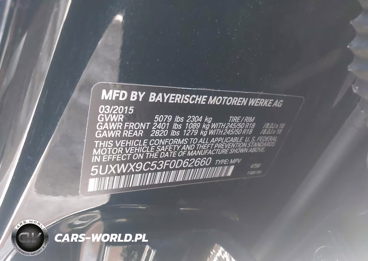 2015 BMW X3 xDrive28I VIN:5UXWX9C53F0D62660 - 9