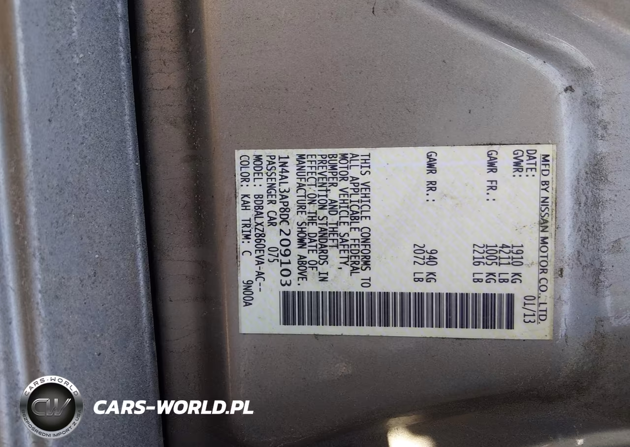 2013 Nissan Altima 2.5 Sl VIN:1N4AL3AP8DC209103 - 9