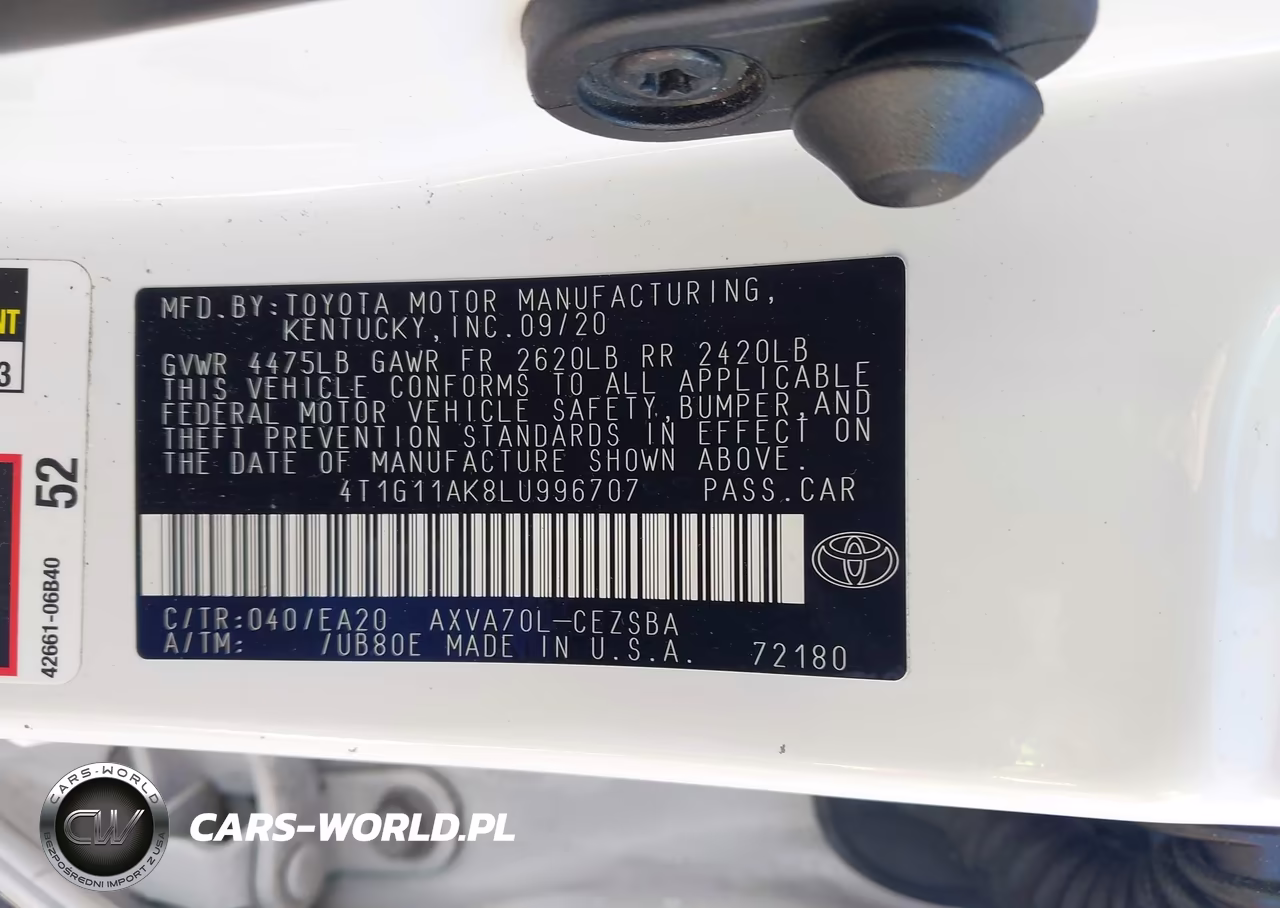 2020 Toyota Camry Se VIN:4T1G11AK8LU996707 - 9