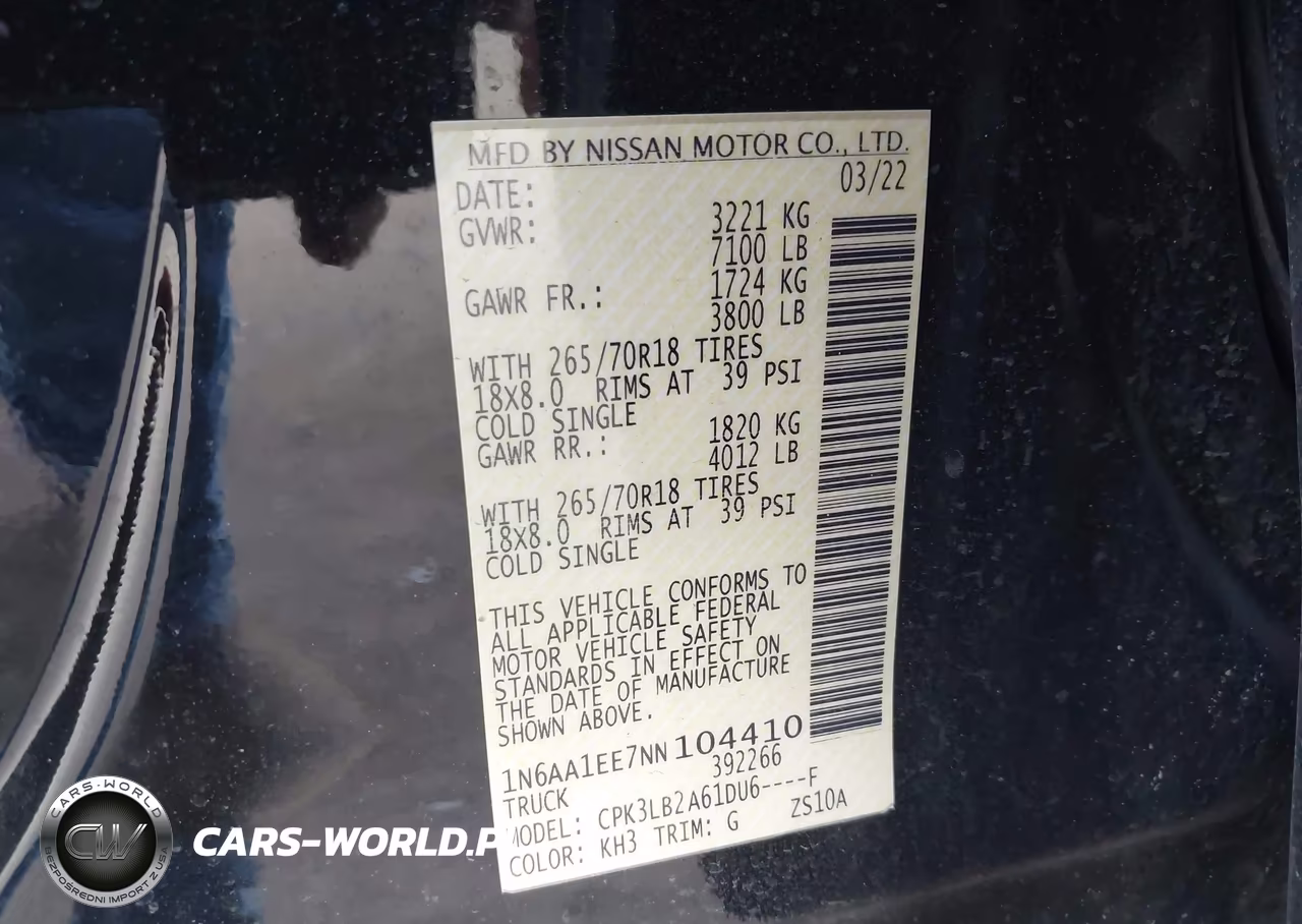 2022 Nissan Titan Sv 4X2 VIN:1N6AA1EE7NN104410 - 9