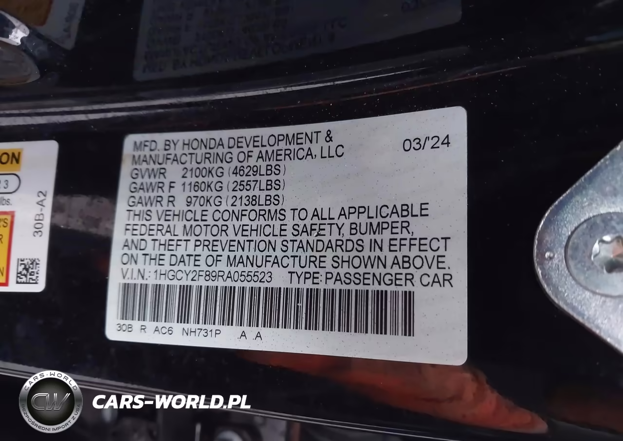 2024 Honda Accord Hybrid Touring VIN:1HGCY2F89RA055523 - 9