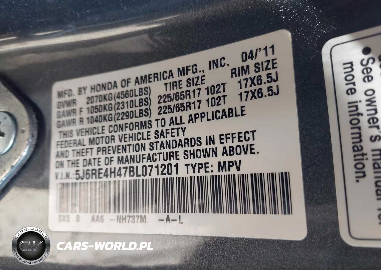 2011 Honda Cr-V Se VIN:5J6RE4H47BL071201 - 9