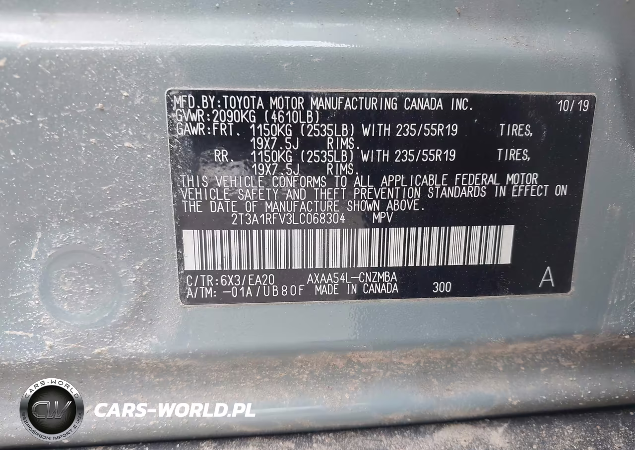 2020 Toyota Rav4 Xle Premium VIN:2T3A1RFV3LC068304 - 9