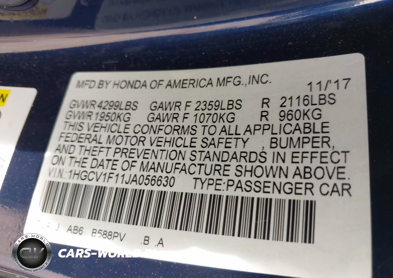 2018 Honda Accord Lx VIN:1HGCV1F11JA056630 - 9