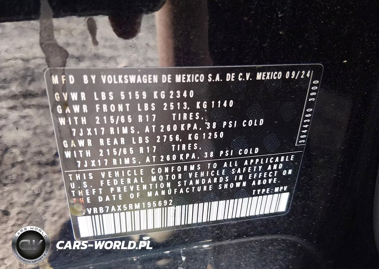 2024 Volkswagen Tiguan 2.0T S VIN:3VVRB7AX5RM195692 - 9