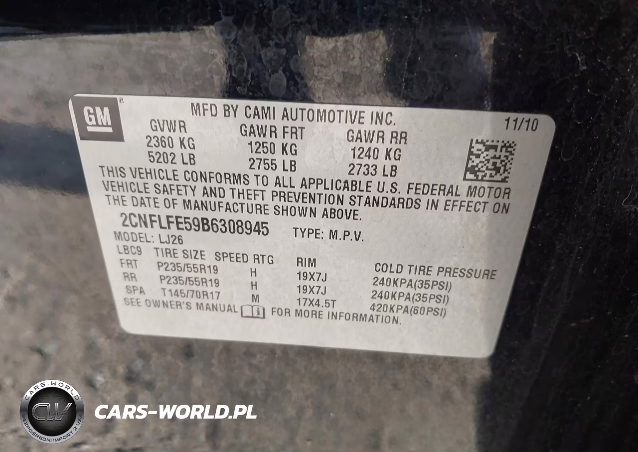 2011 Chevrolet Equinox Ltz VIN:2CNFLFE59B6308945 - 9