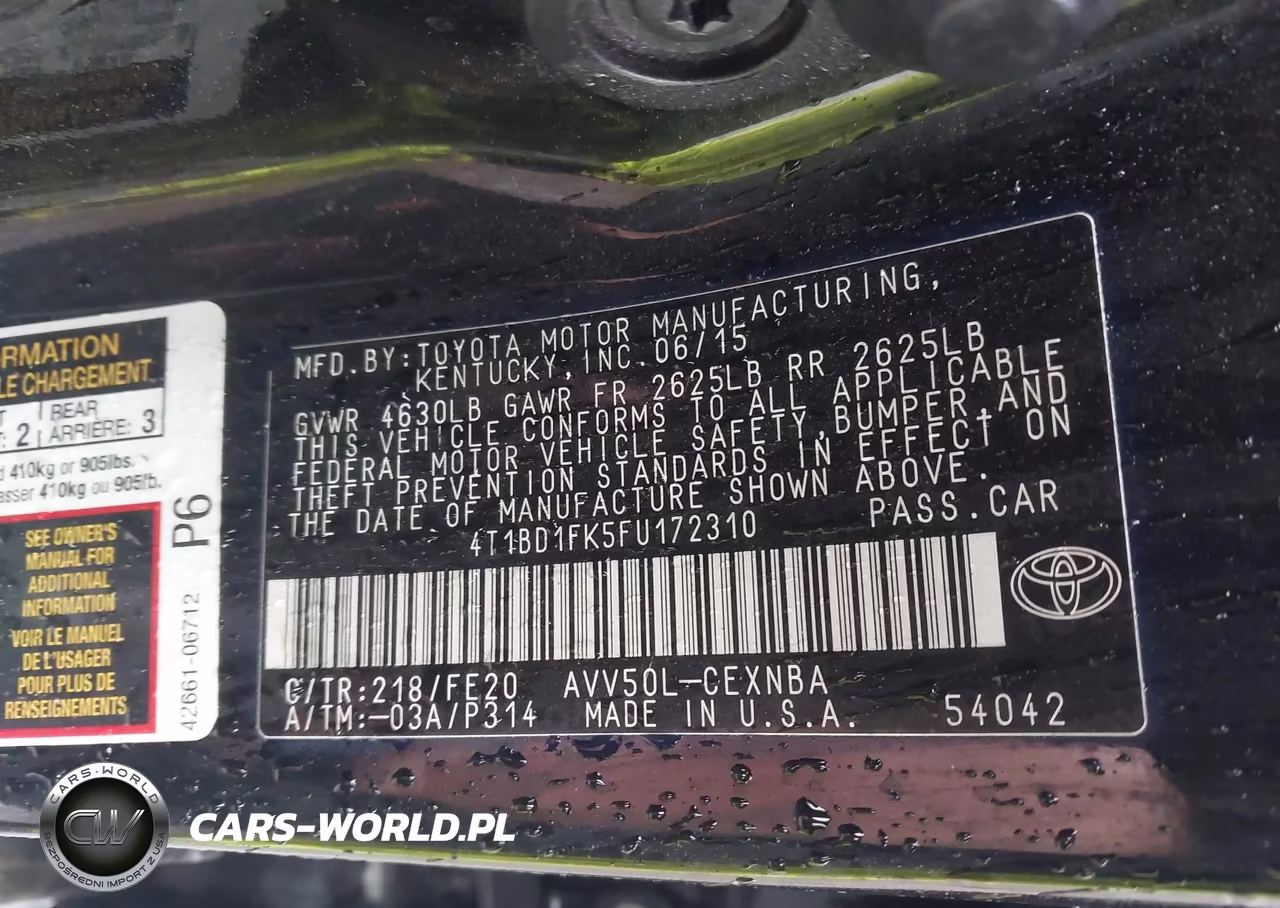 2015 Toyota Camry Hybrid Le VIN:4T1BD1FK5FU172310 - 9