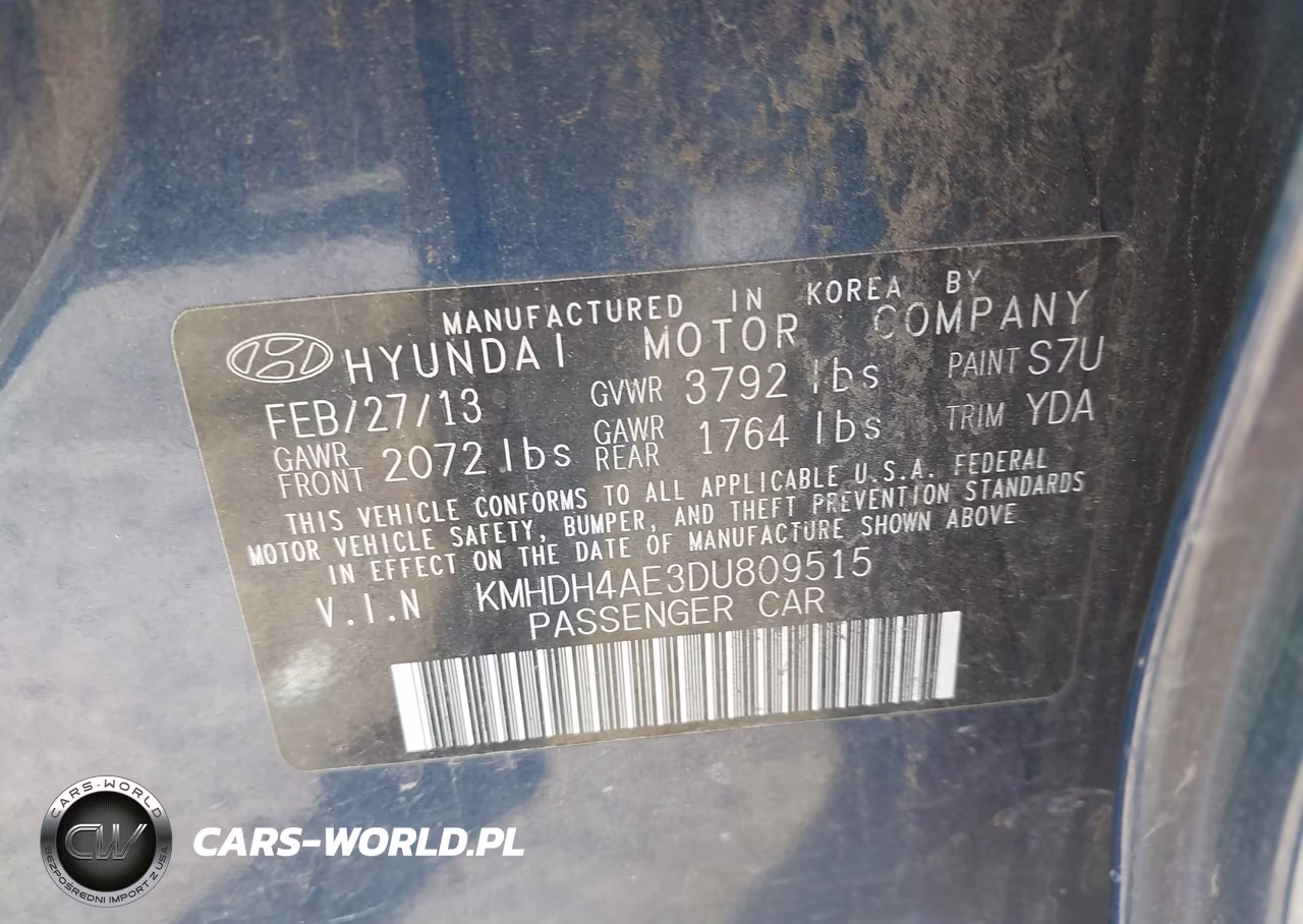 2013 Hyundai Elantra Gls VIN:KMHDH4AE3DU809515 - 9
