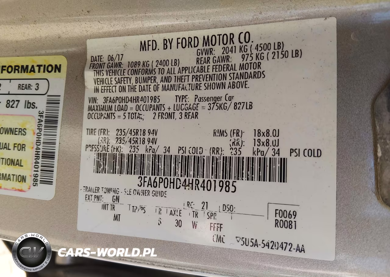 2017 Ford Fusion Se VIN:3FA6P0HD4HR401985 - 9